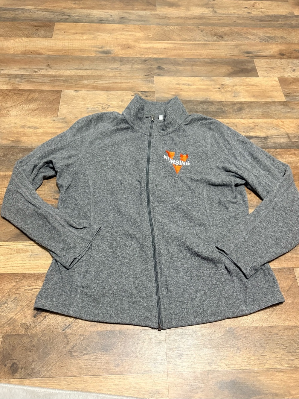 Port Authority Women’s Nursing Fleece Jacket Gray Full Zip Embroidered Size L